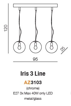 картинка Современные подвесные светильники Подвесной светильник AZZARDO Iris 3 line AZ3103