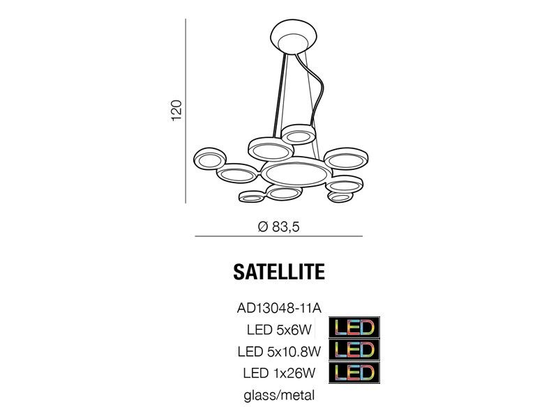 картинка Светодиодные люстры Светодиодная люстра Led Azzardo Satellite AD13048-11A AZ1786