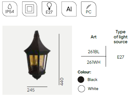 картинка Уличные настенные светильники Бра NORLYS IP54 Venice 261B