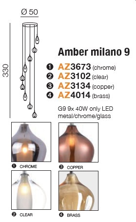 картинка Современные подвесные светильники Подвесной светильник AZZARDO Amber milano 9 AZ3102