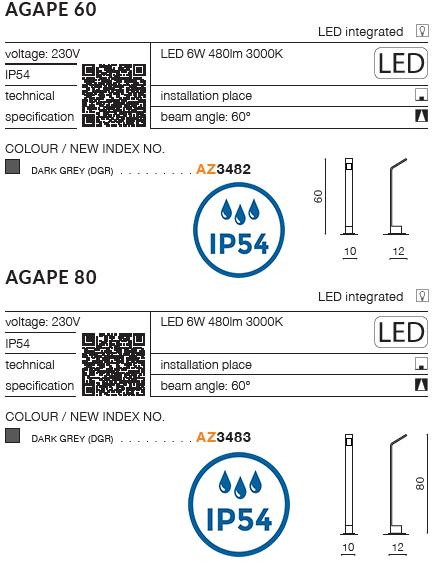 картинка Уличные столбики Столбик AZZARDO Agape IP54 AZ3483