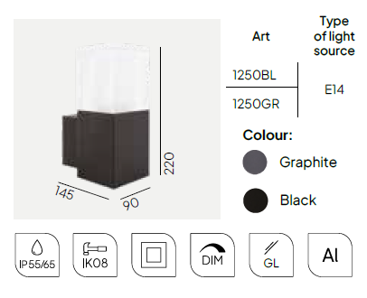 картинка Уличные настенные светильники Бра NORLYS IP55/65 Arendal Mini 1250GR