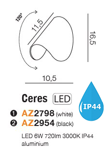 картинка Бра для ванной Бра AZZARDO Ceres IP44 AZ2798
