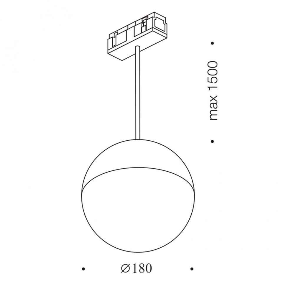 картинка Трековые светильники Светильник трековый LTX IN_LINE BALL L, D180mm, H1500mm, LED 28W, 3000К, белый (06.1800.28.930.WH)