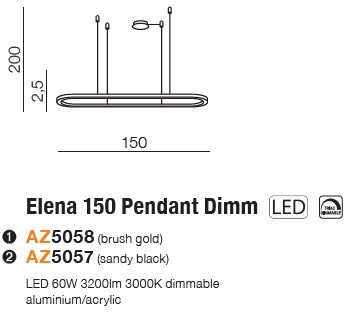 картинка Современные подвесные светильники Подвесной светильник AZZARDO Elena 150 AZ5057
