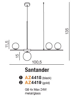 картинка Современные люстры Люстра AZZARDO Santander AZ4418