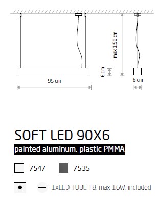 картинка Современные подвесные светильники Подвесной светильник Nowodvorski Soft led 90x6 7535