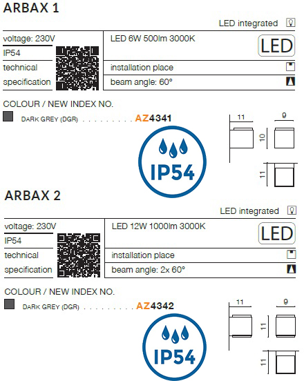 картинка Уличные настенные светильники Бра AZZARDO Arbax IP54 AZ4341