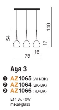 картинка Современные подвесные светильники Подвесной светильник AZZARDO Aga 3 AZ1066