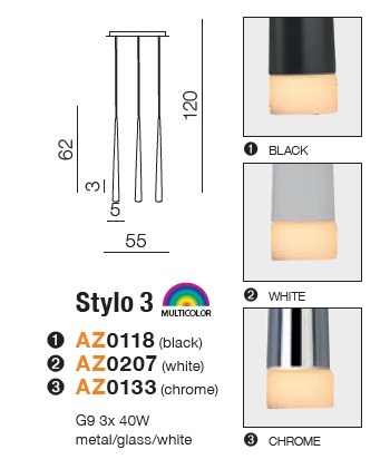 картинка Современные подвесные светильники Подвесной светильник AZZARDO Stylo 3 AZ0207