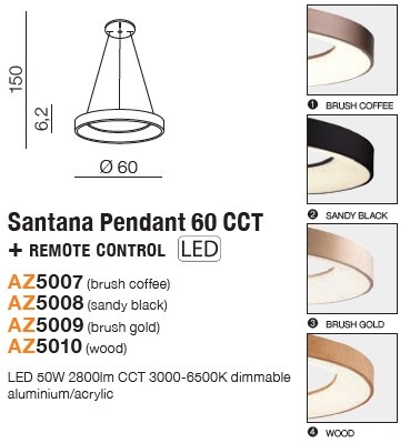 картинка Современные подвесные светильники Подвесной светильник AZZARDO Santana 60 AZ5010
