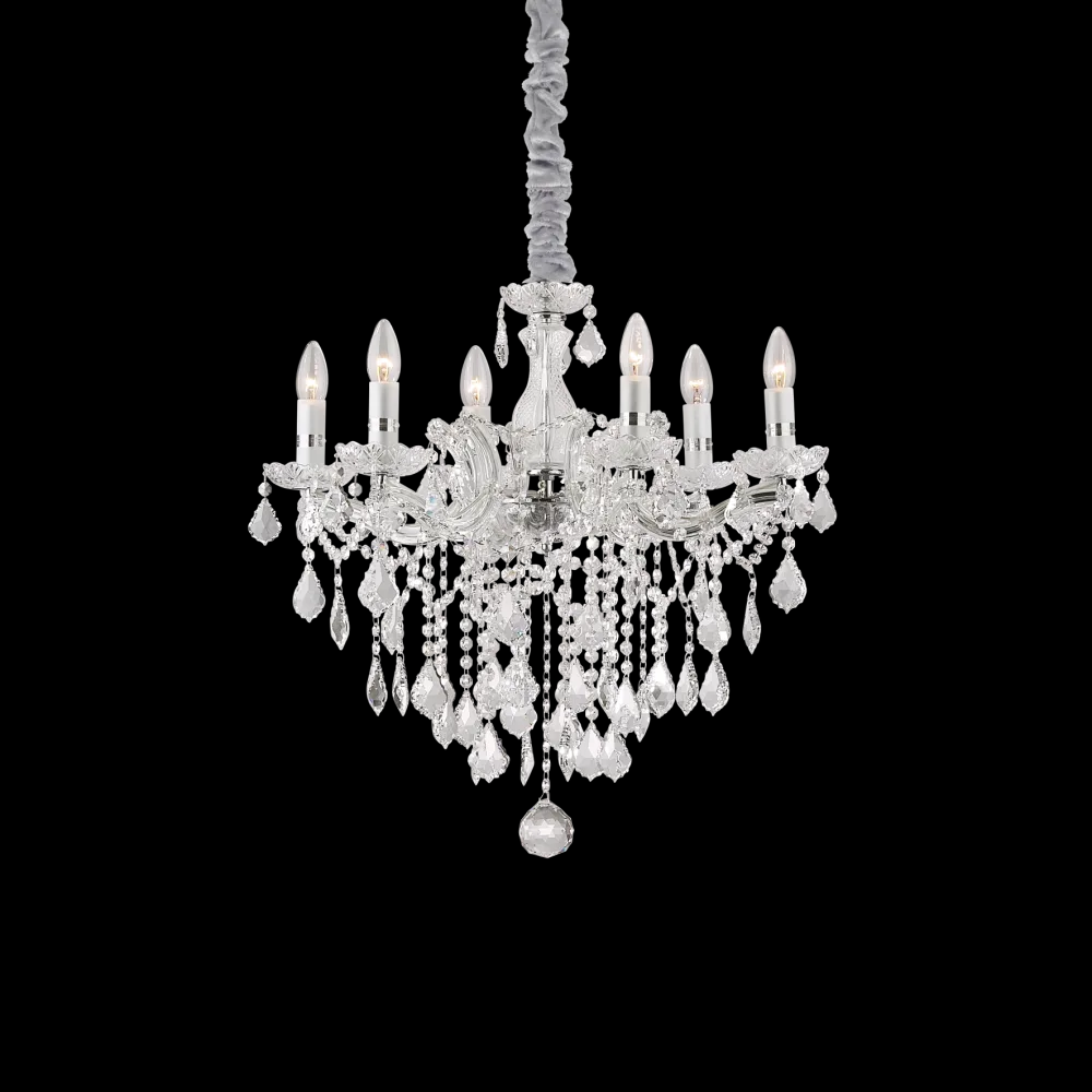 картинка Хрустальные люстры Люстра Ideal Lux FLORIAN SP6 CROMO 035628