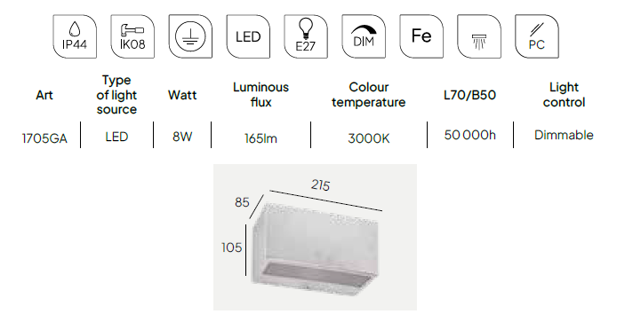 картинка Уличные настенные светильники Бра NORLYS IP44 Asker 1705GA