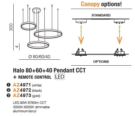 картинка Современные подвесные светильники Подвесной светильник AZZARDO Halo 80+60+40 AZ4972