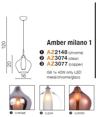 картинка Современные подвесные светильники Подвесной светильник AZZARDO Amber milano 1 AZ3077