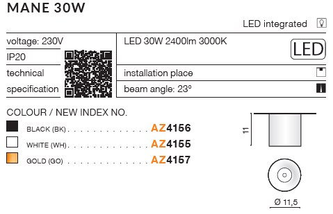 картинка Накладные светильники Накладной светильник AZZARDO Mane 30W AZ4155