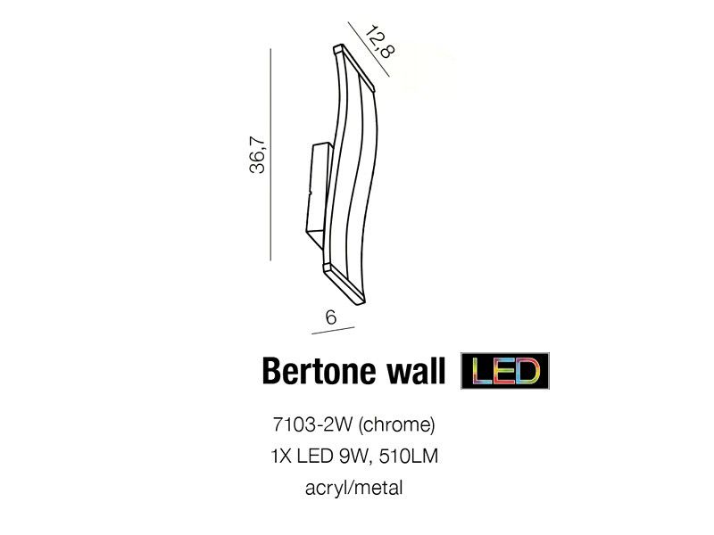 картинка Светодиодные бра Настенный светильник Azzardo Bertone Wall 7103-2W AZ1291
