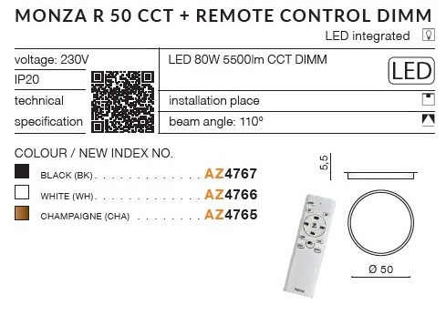 картинка Светодиодные Потолочный светильник AZZARDO Monza R50+ AZ4767