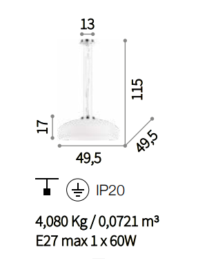 картинка Современные подвесные светильники Подвес Ideal Lux Aria 059679 SP1 D50