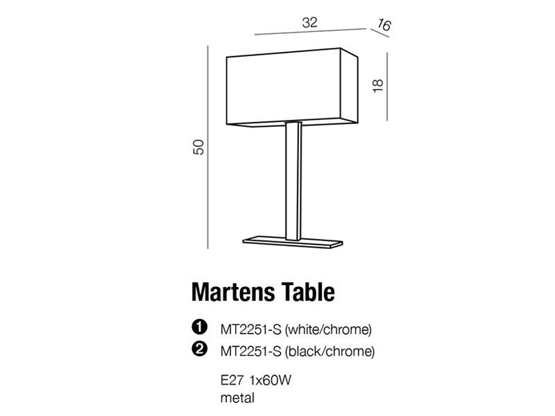 картинка Настольные лампы с абажуром Настольная лампа Azzardo Martens Table MT2251-S WH AZ1527