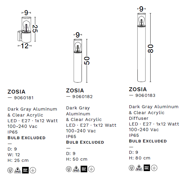 картинка Уличные столбики Столбик NOVA LUCE Zosia 9060182