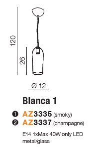 картинка Современные подвесные светильники Подвесной светильник AZZARDO Blanca 1 AZ3337