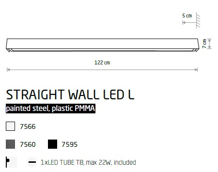 картинка Современные бра Бра Nowodvorski Straight wall led L 7595