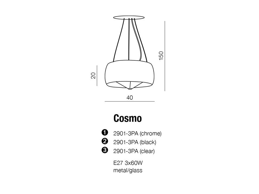картинка Современные подвесные светильники Подвес Azzardo Cosmo 2901-3PA CHROME AZ0845