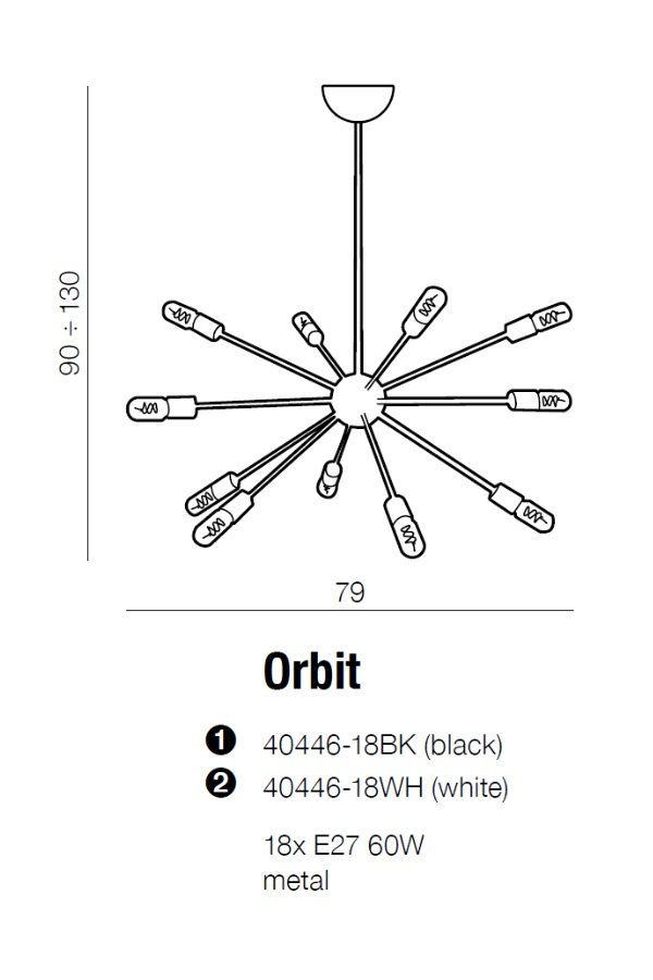 картинка Современные люстры Люстра Azzardo Orbit 40446-18 BK AZ1657