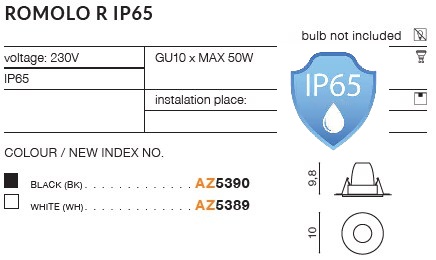 картинка Уличные точечные светильники Врезной светильник AZZARDO Romolo R IP65 AZ5390