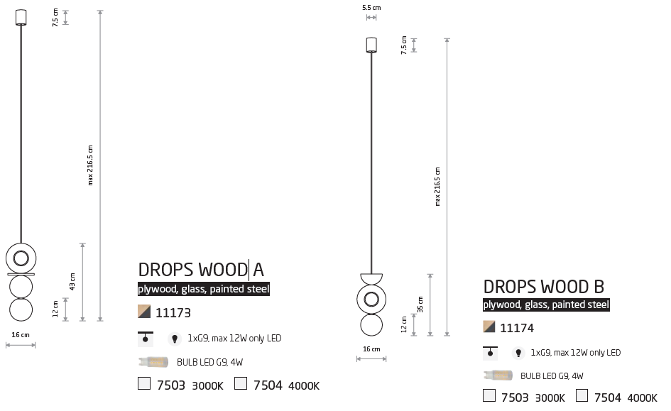 картинка Современные подвесные светильники Подвесной светильник Nowodvorski DROPS WOOD A 11173