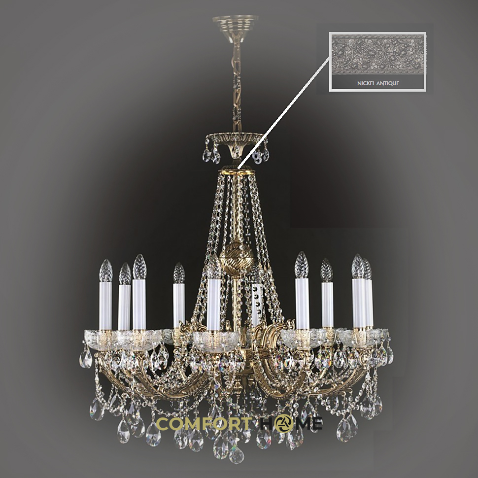 картинка Хрустальные люстры Хрустальная люстра ArtGlass CR 0006/10/30 (NICKEL, NICKEL ANTIQUE) CE