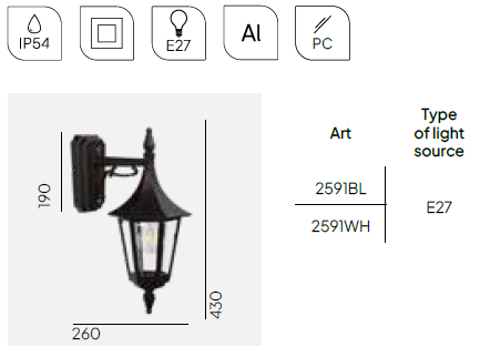 картинка Уличные настенные светильники Бра NORLYS IP54 Rimini 2591B