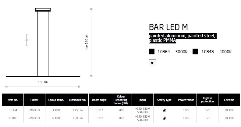 картинка Современные подвесные светильники Подвесной светильник Nowodvorski Bar led M 10364