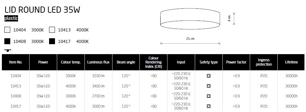 картинка Светодиодные Потолочный светильник Nowodvorski Lid Round led 35W 10417