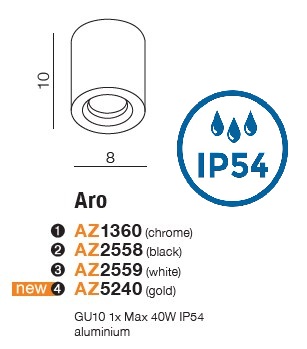картинка Уличные точечные светильники Накладной светильник AZZARDO Aro IP54 AZ5240