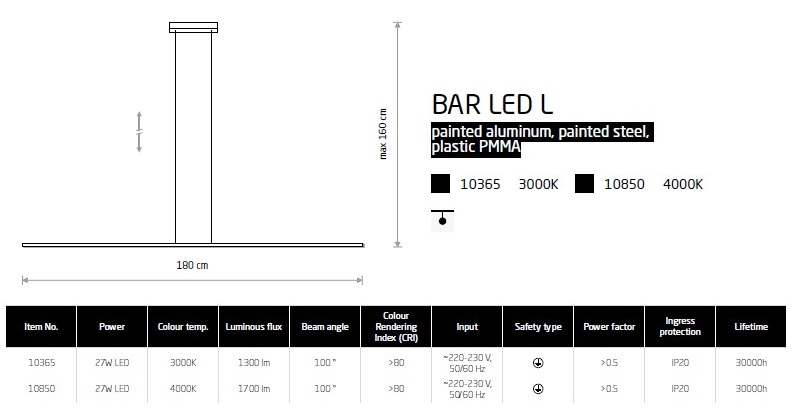 картинка Современные подвесные светильники Подвесной светильник Nowodvorski Bar led L 10365