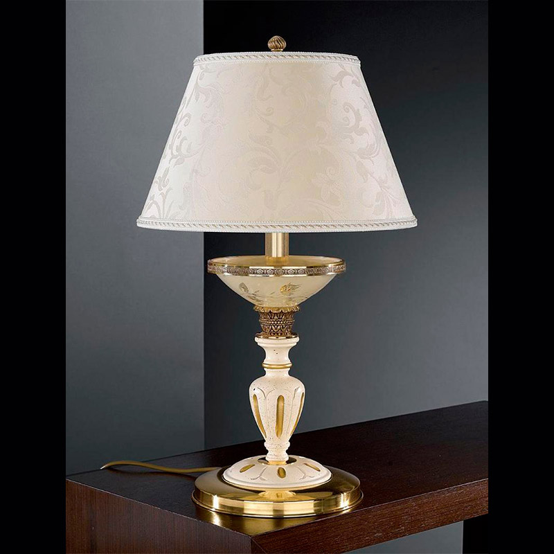 картинка Настольные лампы с абажуром Настольная лампа Reccagni Angelo P. 6718 G ORO FRANCESE ROSE DAMASCATO