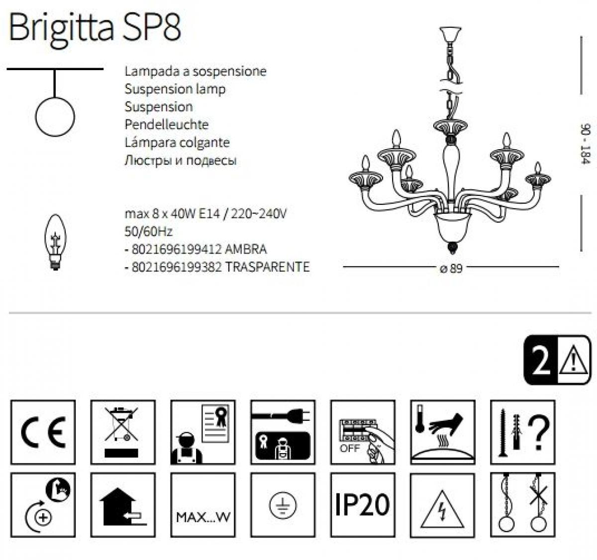 картинка Люстры-свечи Люстра Ideal Lux Brigitta 199412
