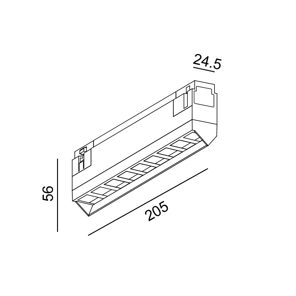 картинка Трековые светильники Светильник трековый линейный LTX IN_LINE WALL WASHER 205, L205mm, W24,5mm, H59mm, LED 10W, 3000К, черный (06.2055.10.930.BK)