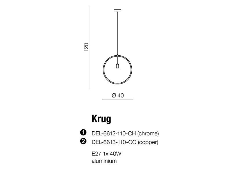 картинка Современные подвесные светильники Подвес Azzardo Krug (DEL-2522-1CH) AZ2112