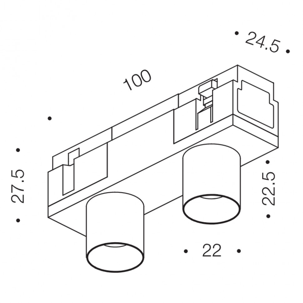 картинка Трековые светильники Светильник трековый LTX IN_LINE TUB XS A 22 X2, D22mm, H23mm, LED 2х2W, 3000К, черный (06.2221.4.930.BK)