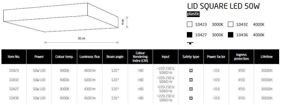картинка Светодиодные Потолочный светильник Nowodvorski Lid Square led 50W 10427