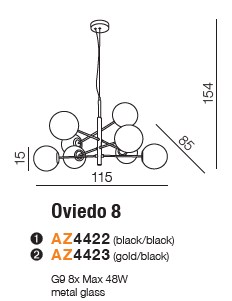 картинка Современные подвесные светильники Подвесной светильник AZZARDO Oviedo 8 AZ4422