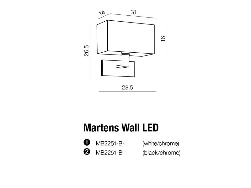 картинка Бра с абажуром Бра Azzardo Martens Wall Oval MB2251-B-E27 WH AZ1525