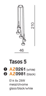 картинка Современные подвесные светильники Подвесной светильник AZZARDO Tasos 5 AZ0261
