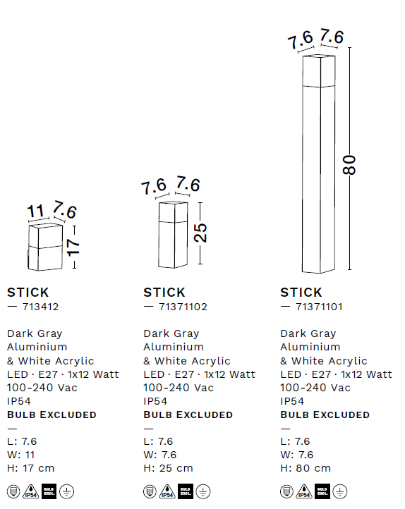 картинка Уличные столбики Столбик NOVA LUCE Stick 71371102