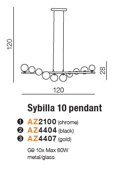 картинка Современные подвесные светильники Подвесной светильник AZZARDO Sybilla 10 AZ4404