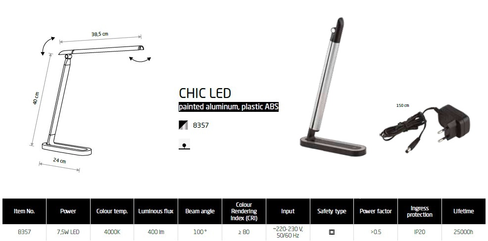 картинка Светодиодные настольные лампы Настольная лампа Nowodvorski Chic Led 8357