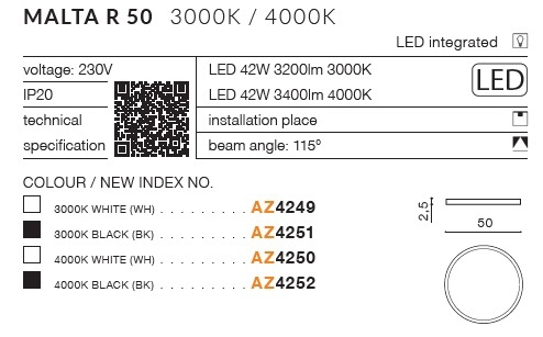 картинка Накладные Накладной светильник AZZARDO Malta R50 AZ4250